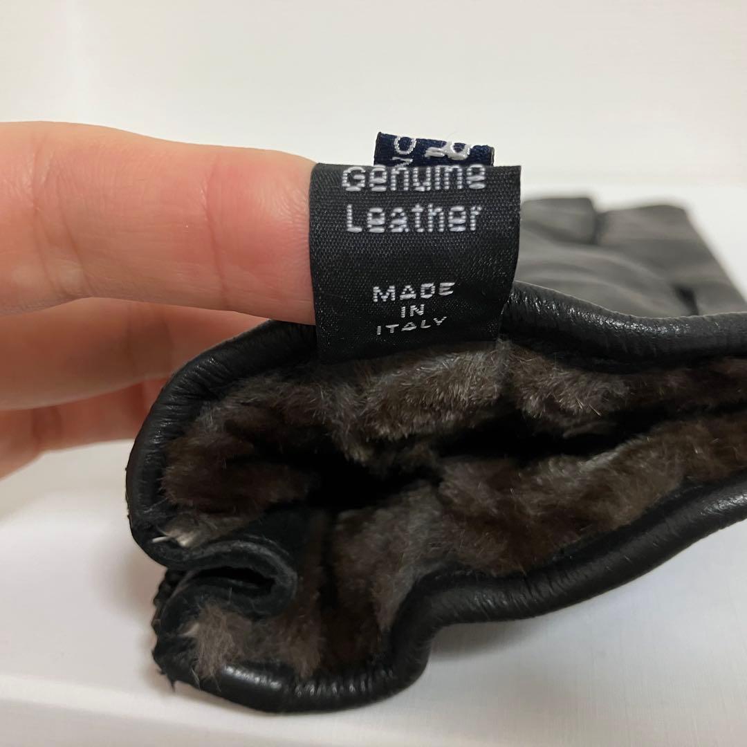 美品❤️MEROLA イタリア製 本革×カシミヤ100% メンズ手袋 ジッパー付