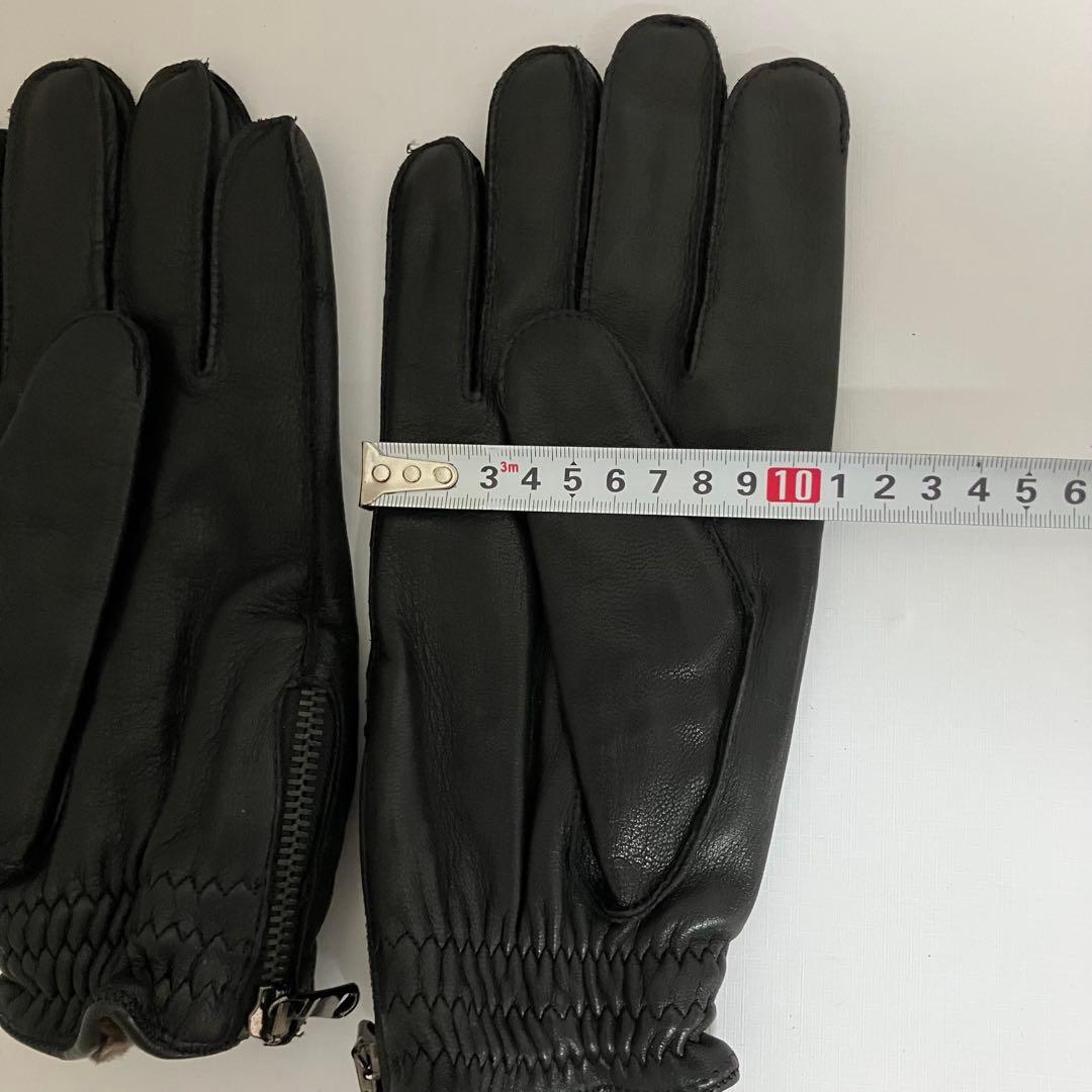 美品❤️MEROLA イタリア製 本革×カシミヤ100% メンズ手袋 ジッパー付