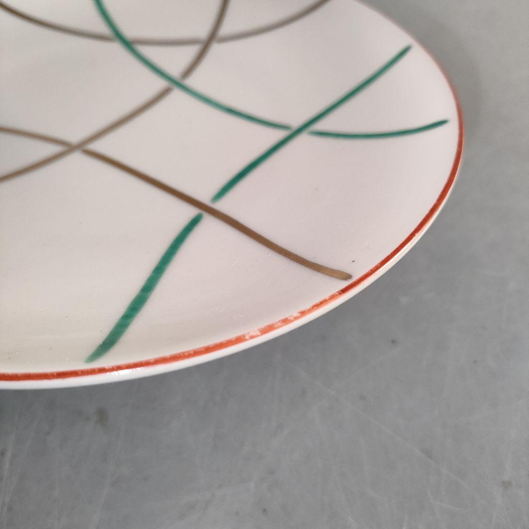 A1375-4/平安松斎/高麗磁着彩篭目紋中皿21客/向付/銘々皿/懐石道具/