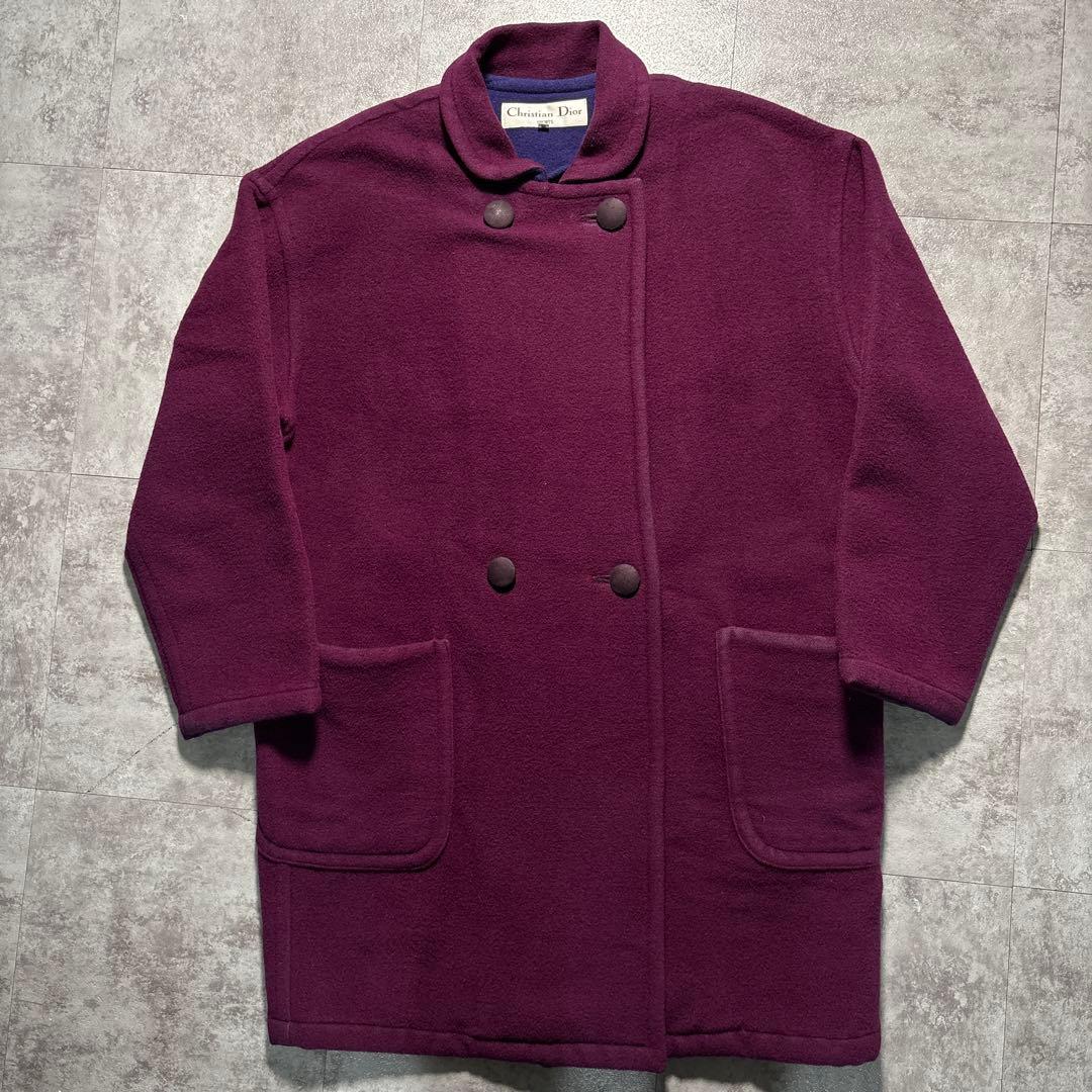 80s vintage dior wool coat ユニセックス　パープル系