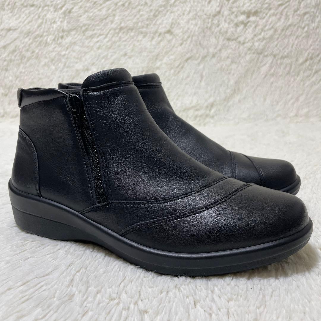 新品同様✨アキレスソルボ　レザーブーツ　ハイカットスニーカー　本革　24.5cm