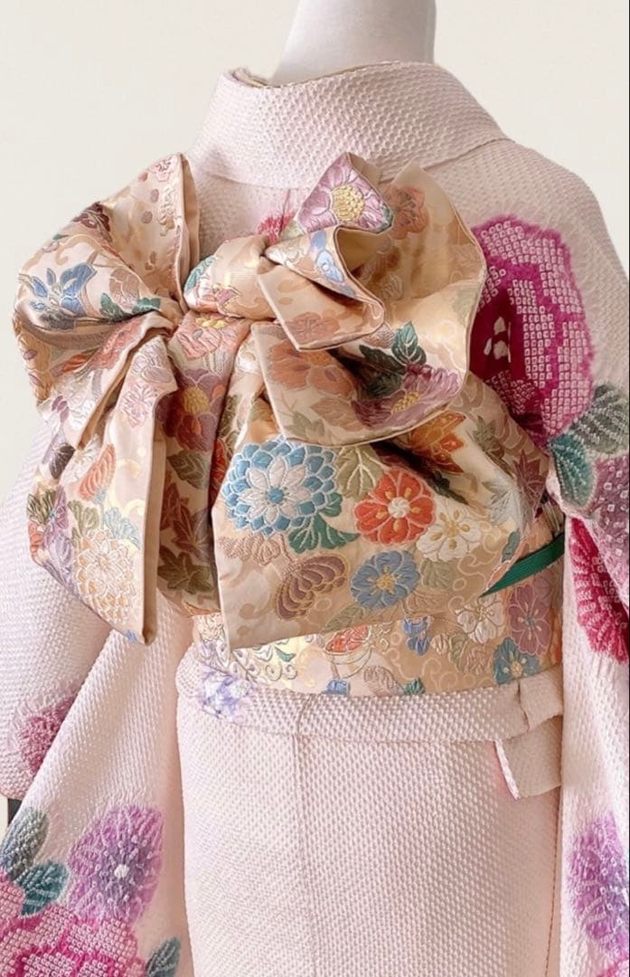 藤娘きぬたや総絞り振袖　落款入り(証明有り)　7点フルセット