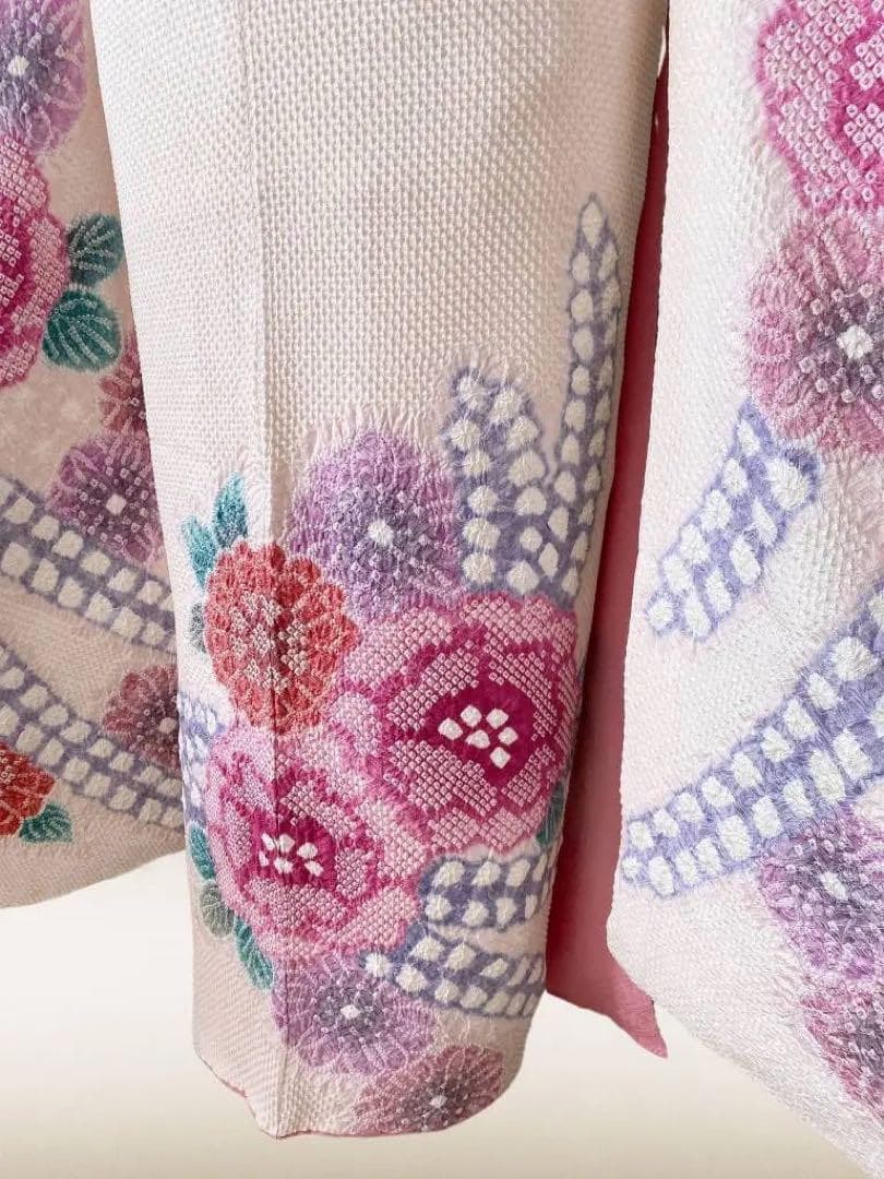 藤娘きぬたや総絞り振袖　落款入り(証明有り)　7点フルセット