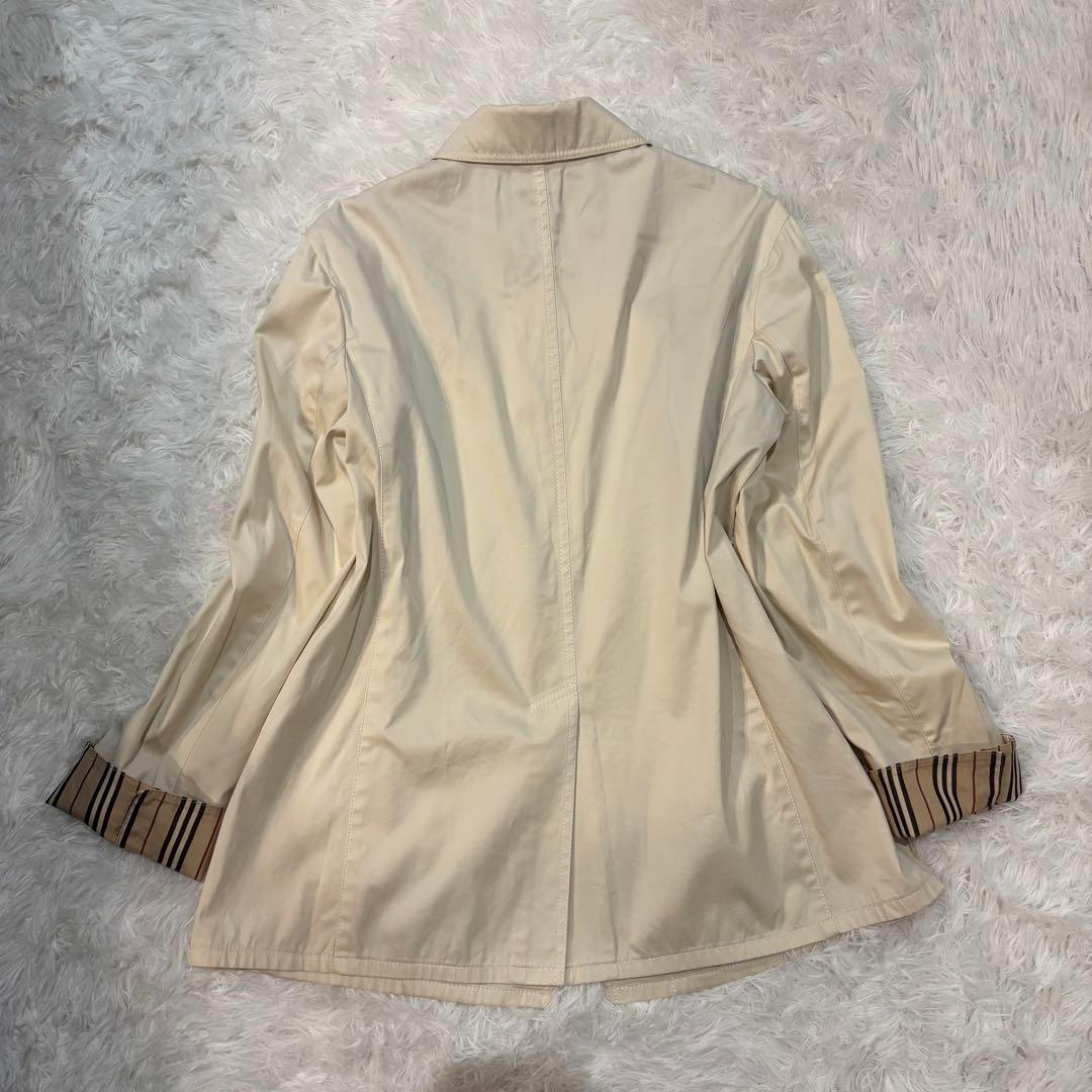 バーバリーロンドン　トレンチコート ストライプ　アイボリー　L