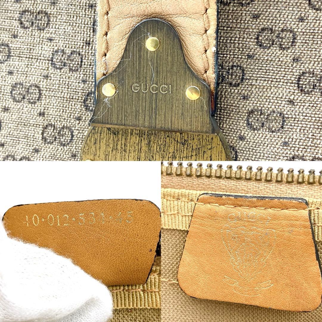 【GUCCI】ボストンバッグ　マイクロGG シェリーライン　ベージュ系