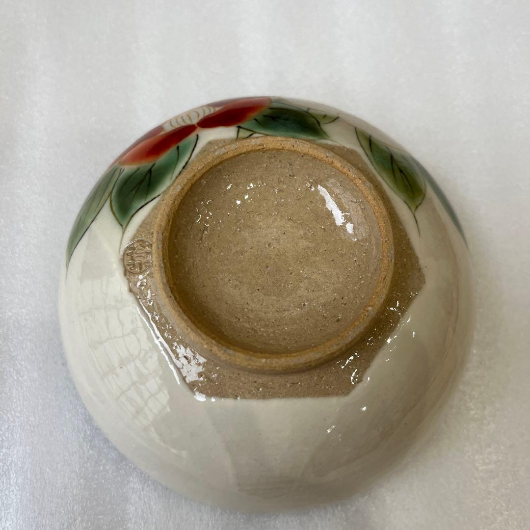 京焼・清水焼　陶あん　組茶碗　紅白牡丹　中✖️1点　小✖️1点