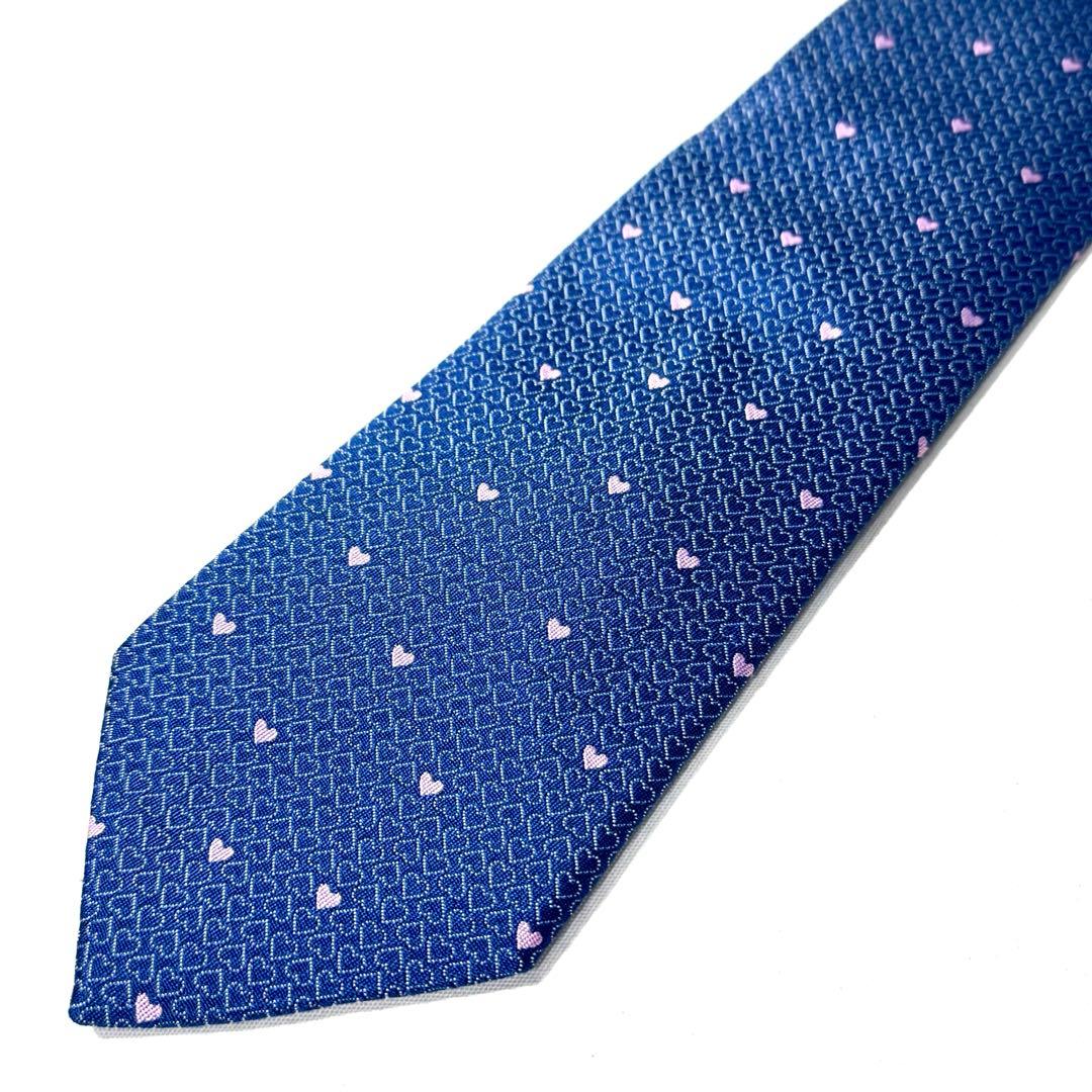 HERMES エルメス ネクタイ ハート柄 ジャガード シルク100% フランス