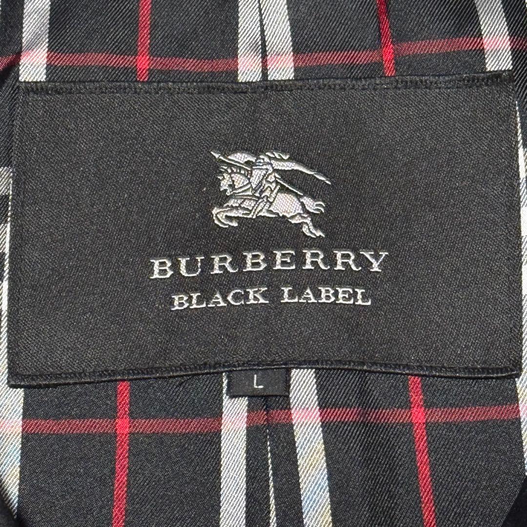 バーバリーブラックレーベル トレンチコート 裏地チェック 腰ベルト付き Lサイズ