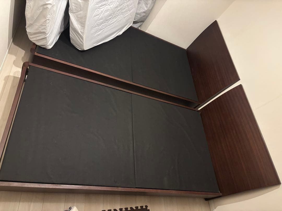 熊熊ダークブラウン シングルベッドフレーム　2点　バラ売り可