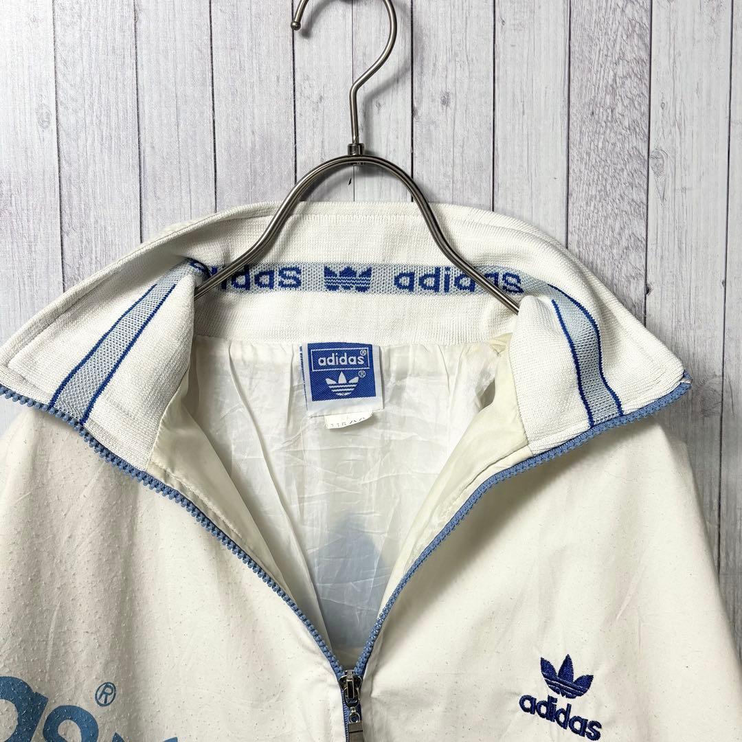 は*な様 adidas ジャンパー アイボリー/ブルー　ブルゾン　80's ビン