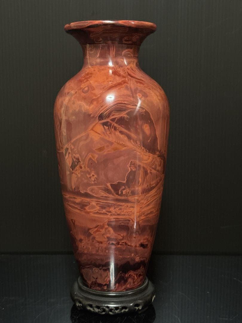 中国古玩 乾隆硝子 ガラス 練上 マーブル 花瓶