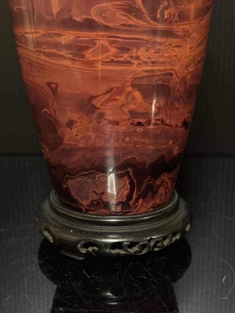 中国古玩 乾隆硝子 ガラス 練上 マーブル 花瓶