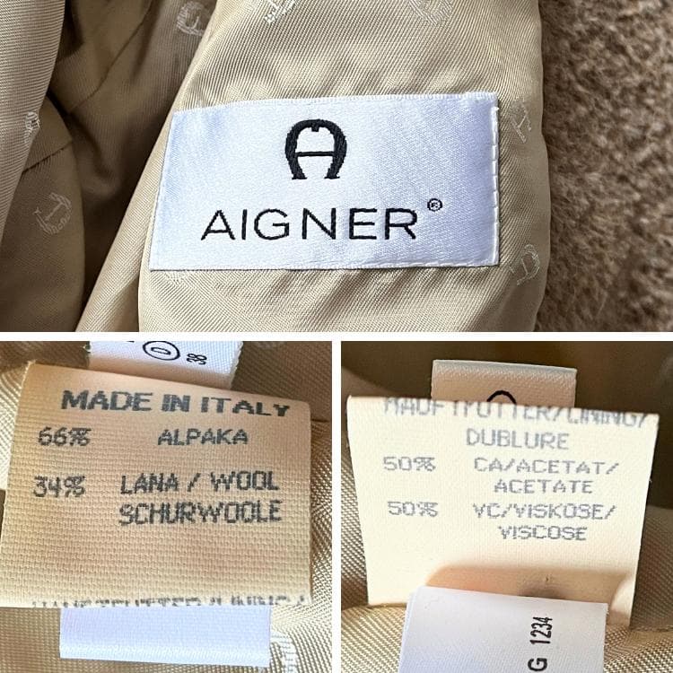 あ AIGNER アルパカ スタンドカラーロングコート