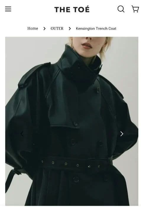 新品THE TOE 合皮トレンチコート　ブラック