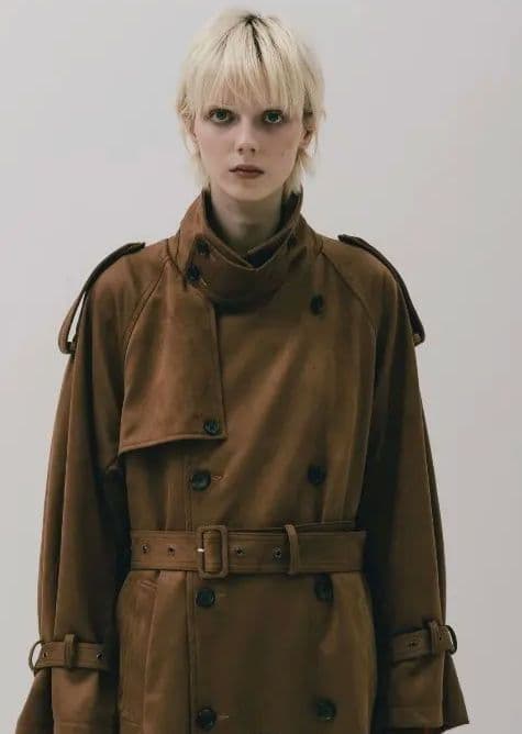 新品THE TOE 合皮トレンチコート　ブラック