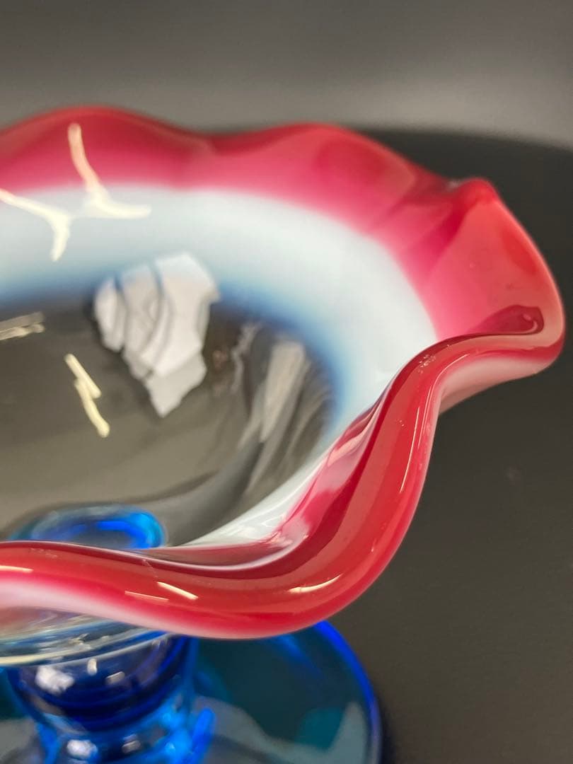 値下げ！大正モダン　氷コップ 和ガラス　三色 手吹き ガラス 乳白色 レトロ