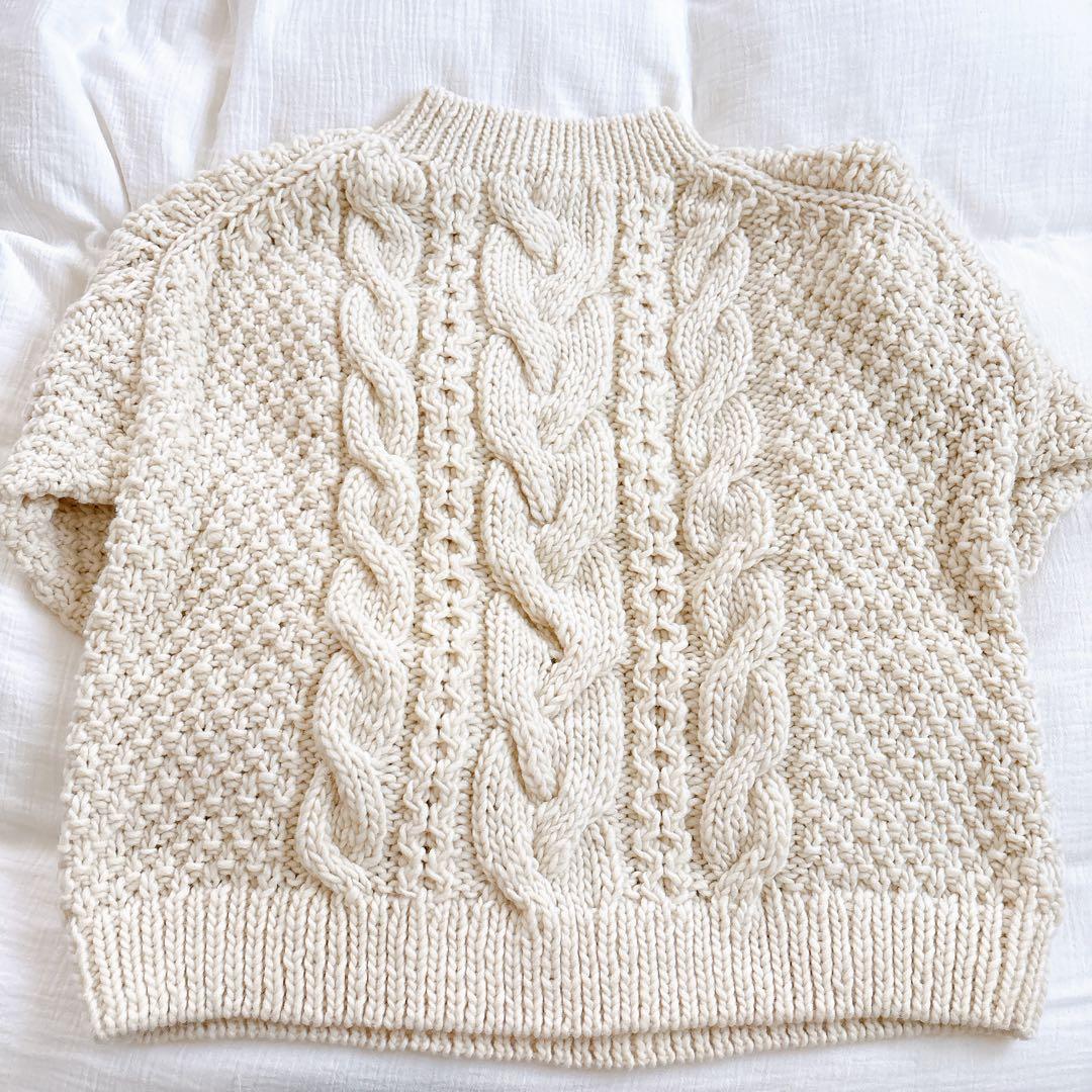 訳あり 未使用 かぐれ ペルーアランクルーネックニット アイボリー