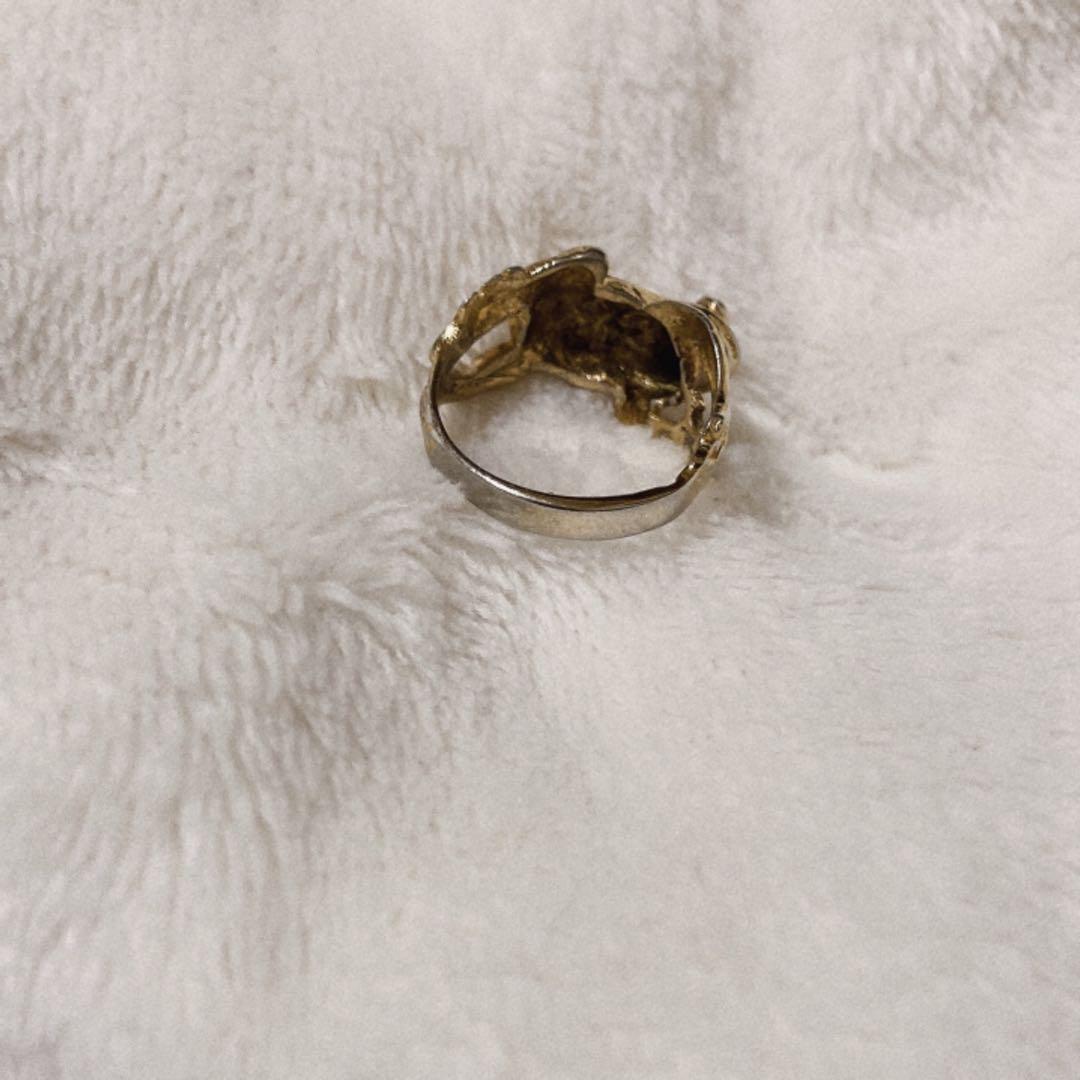 シルバーリング カエル 925ゴールドカラー・ヴィンテージ