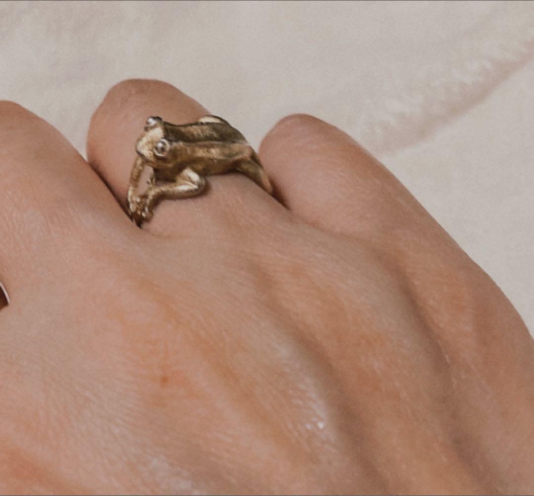 シルバーリング カエル 925ゴールドカラー・ヴィンテージ