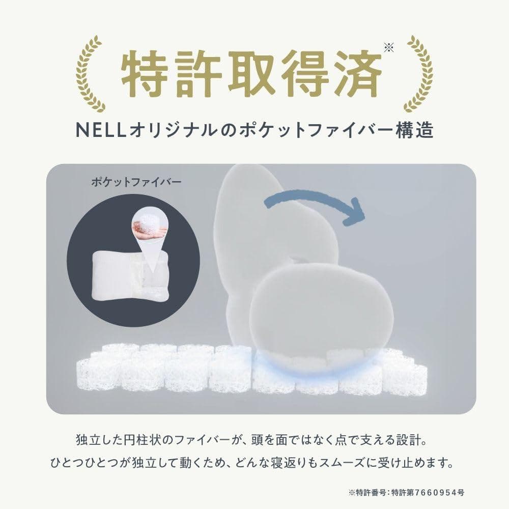 【開封済・未使用】 NELL まくら 枕 安眠 快眠 枕カバー付き 体圧分散