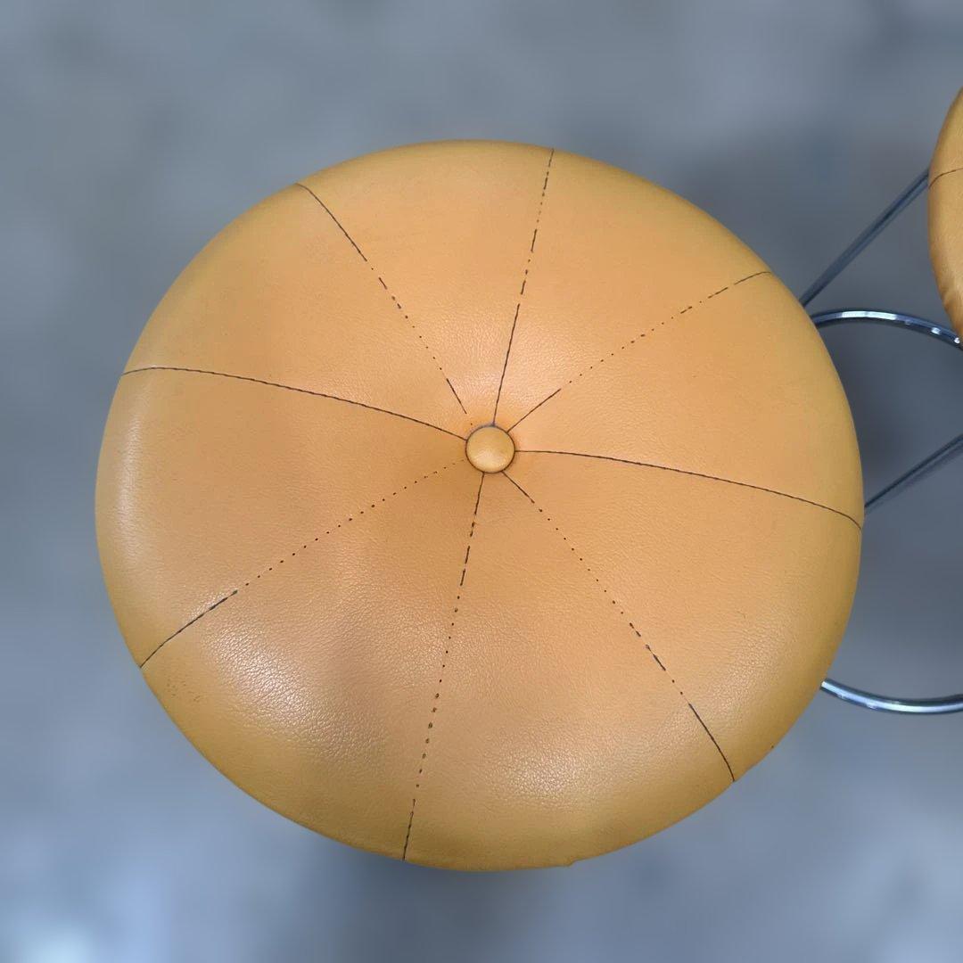 ライトブルー 円形スツール メタルフレーム　コクヨ会議イス2個セット　丸椅子