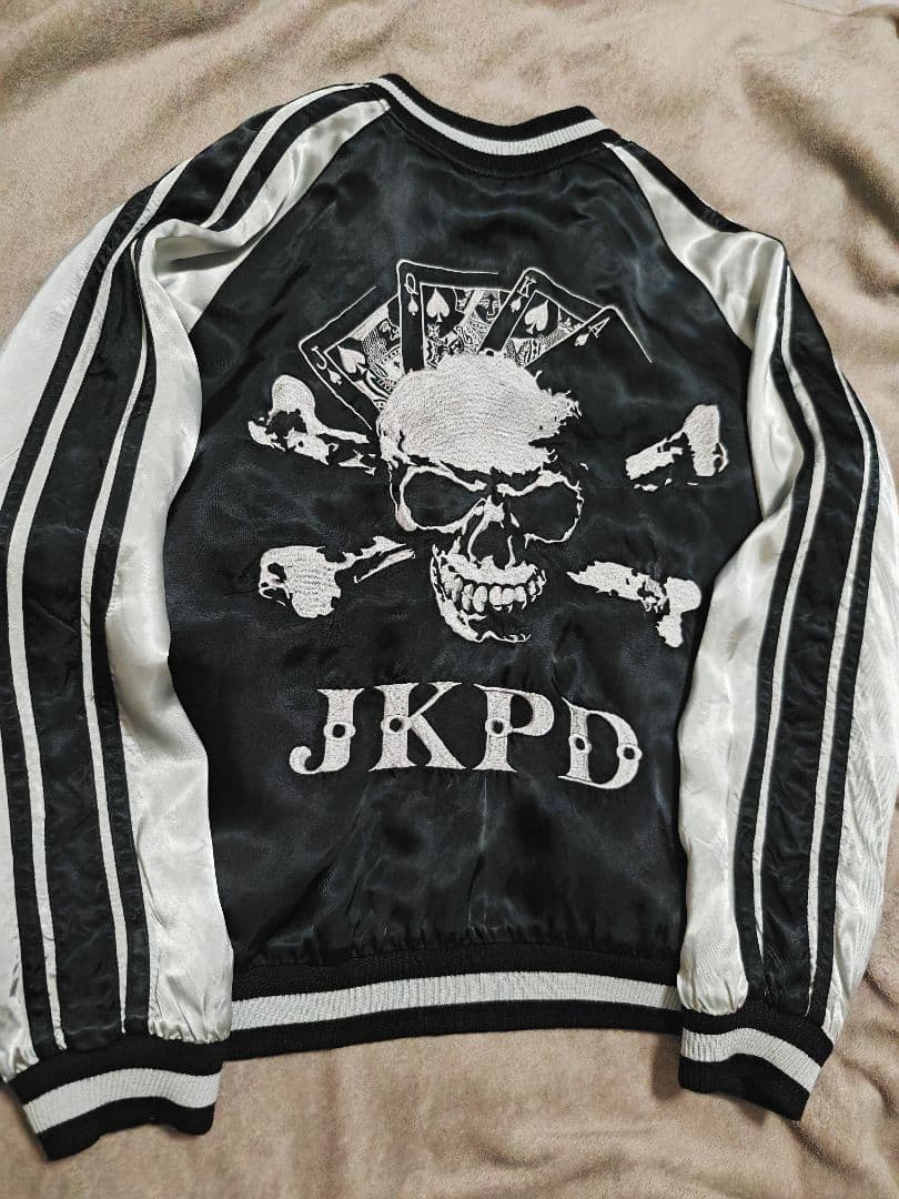 JKPD 美品 日本 限定２面用 スカジャン スカル 100%silk