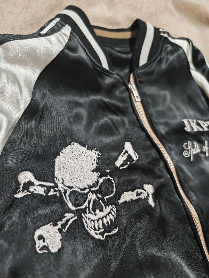 JKPD 美品 日本 限定２面用 スカジャン スカル 100%silk