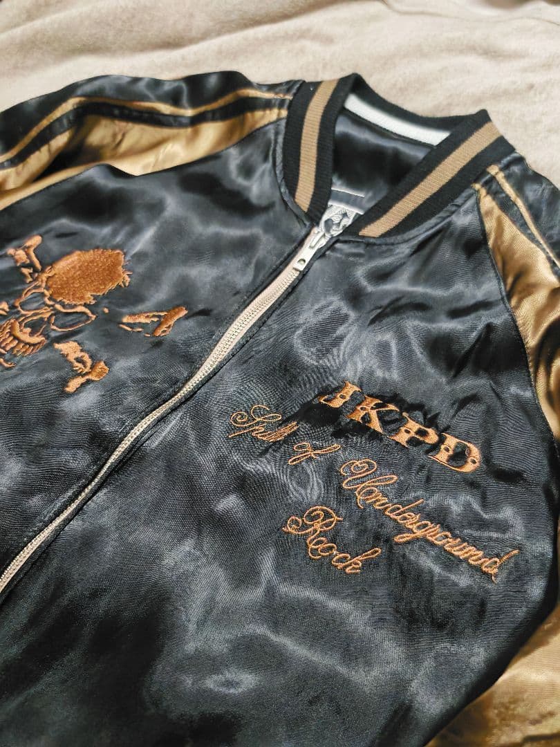 JKPD 美品 日本 限定２面用 スカジャン スカル 100%silk