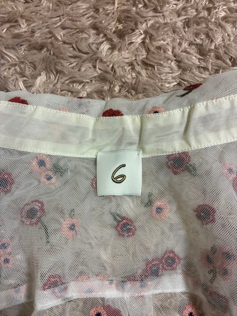 【未使用】6 ROKU ナイロンチュールエンブロイダリーシャツ