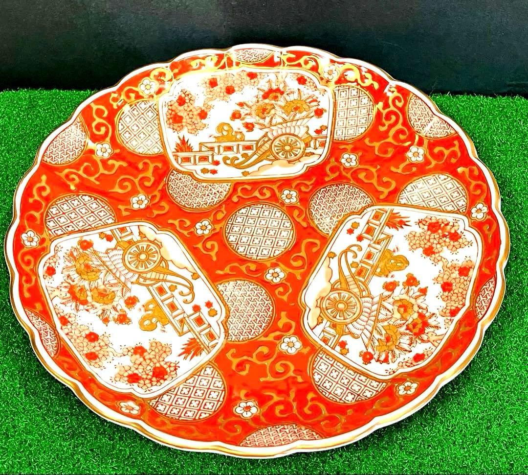 k*n様 【売り切れ御免！】有田焼 秀峰作 古伊万里様式 赤絵金彩 花車文 大皿