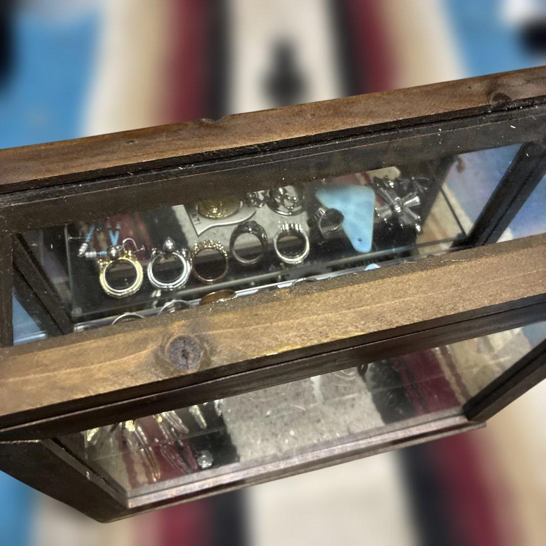 木製ガラスケース 2段棚付き二個せっセット