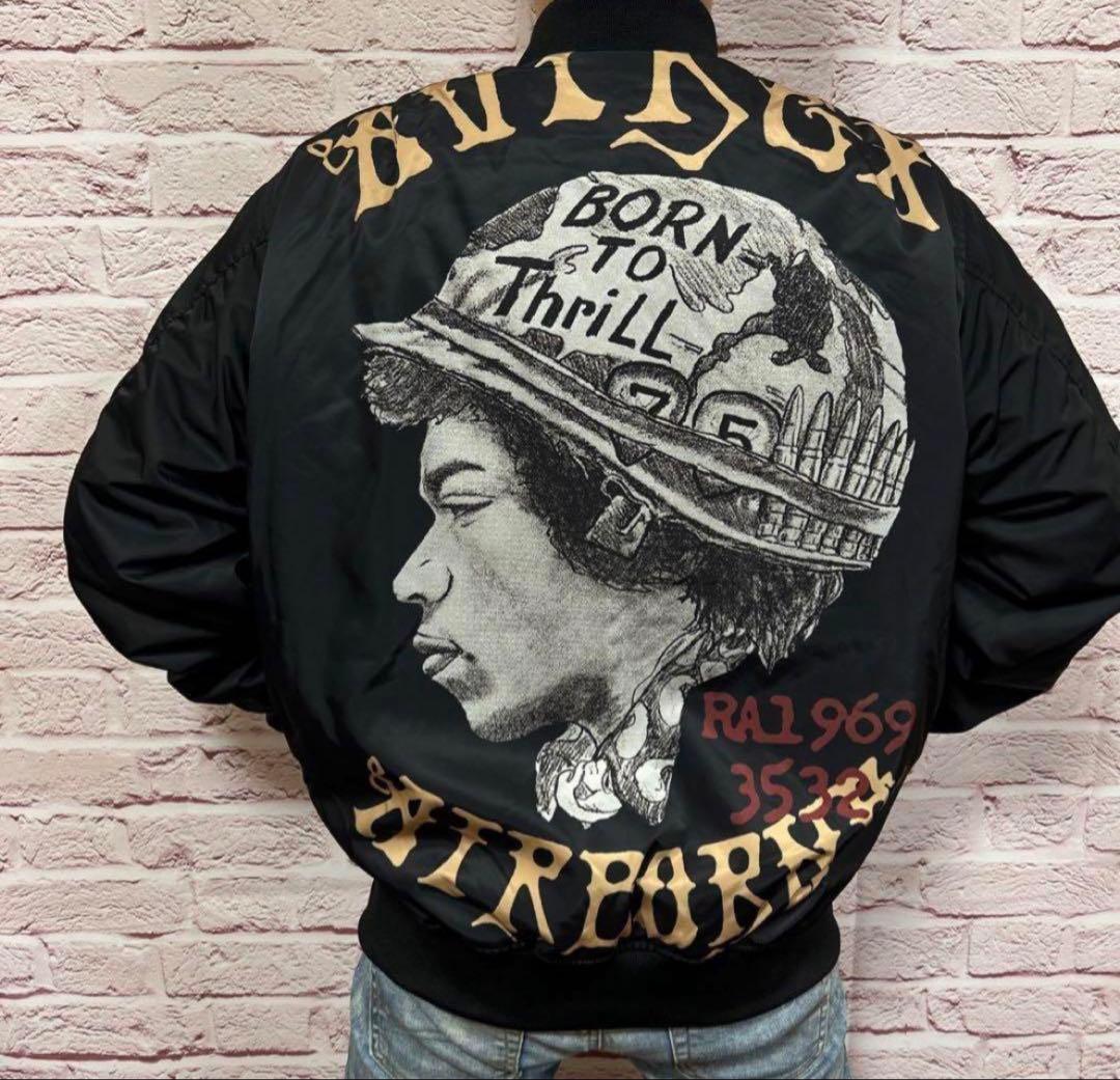 【☆破格のバックロゴ☆】AVIREX フライトジャケット XL 黒 入手超困難