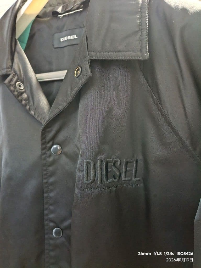 た*ん様 DIESELディーゼル☆大人気☆コーチジャケット 黒 刺繍ロゴ