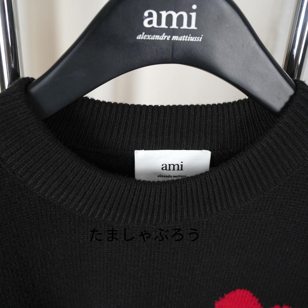 【タグ付き】AMI PARIS ハート刺繍 セーター 男女兼用 秋冬ニット