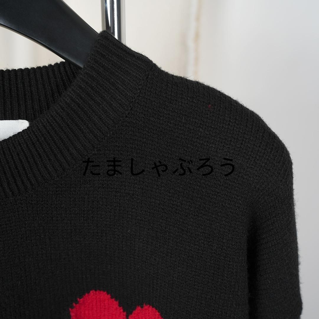 【タグ付き】AMI PARIS ハート刺繍 セーター 男女兼用 秋冬ニット