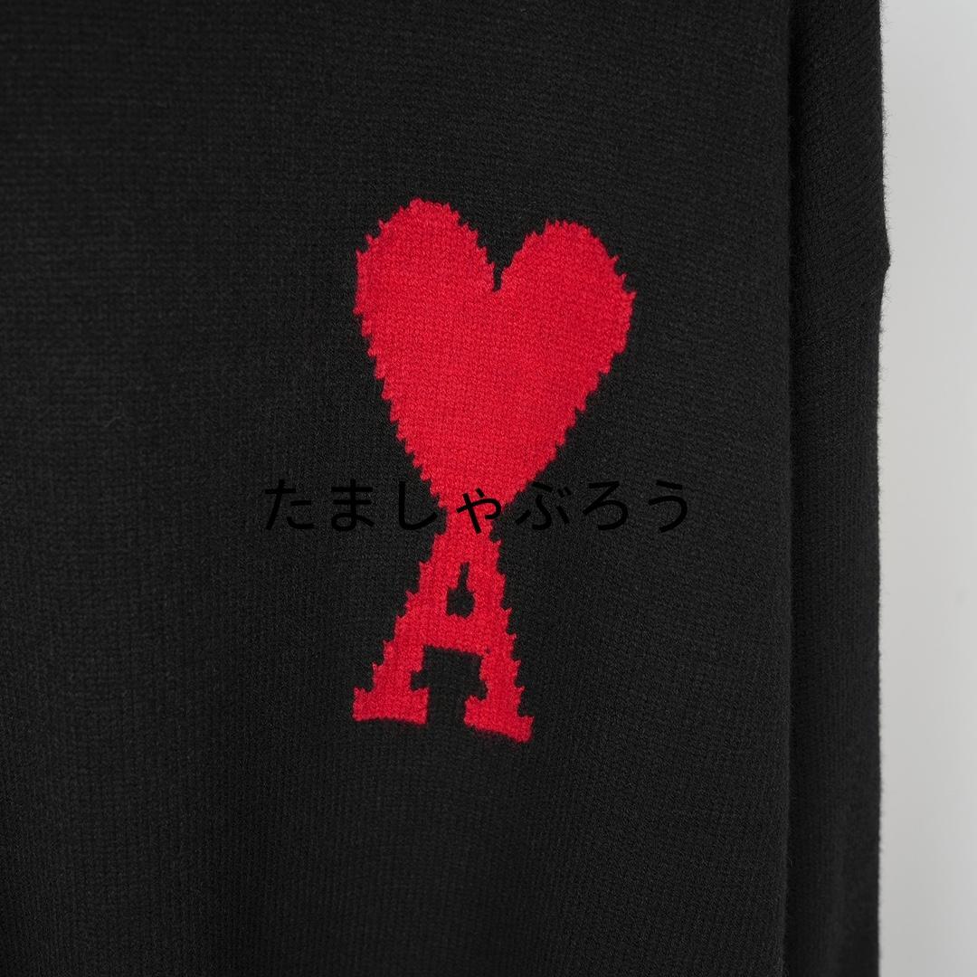 【タグ付き】AMI PARIS ハート刺繍 セーター 男女兼用 秋冬ニット