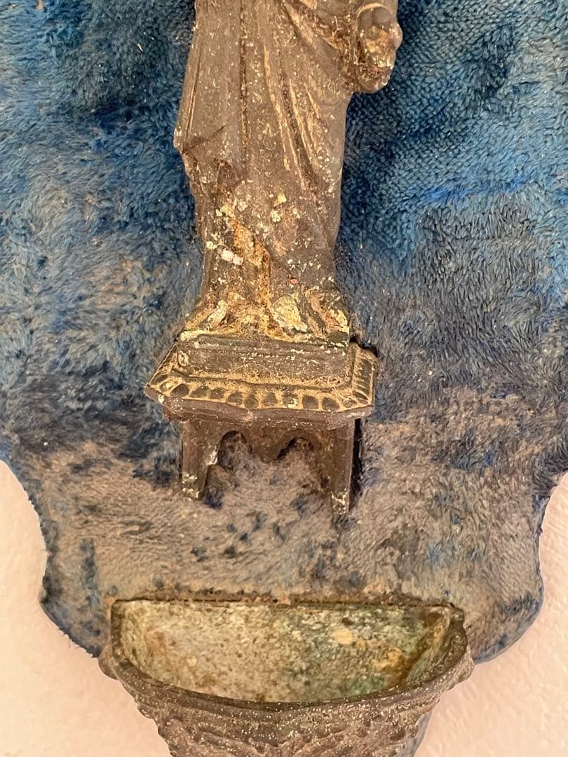 古い　キリスト　聖水入れ　フランスアンティーク