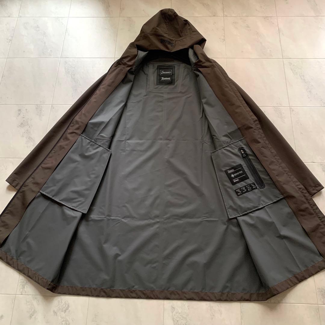 美品♡ ヘルノ ラミナー ゴアテックス ナイロン コート フード ブラウン 42