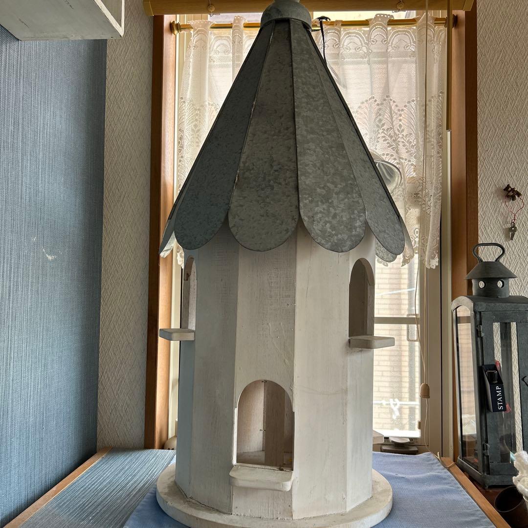 可愛い家型インテリア置物 ブリキ屋根　グリーン