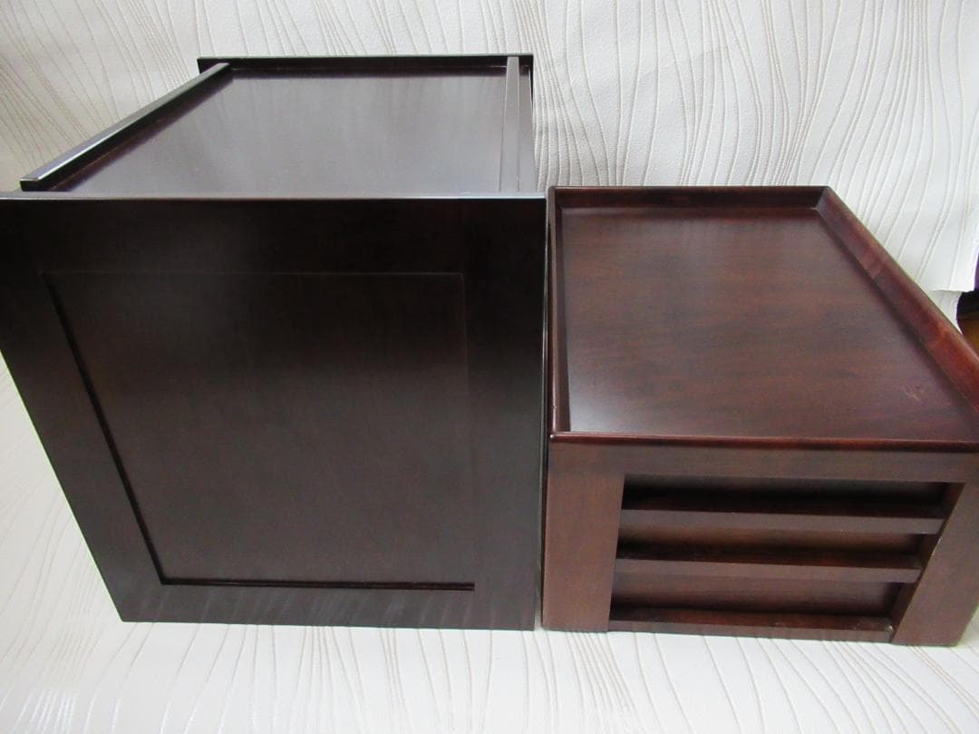 ほぼ未使用木製シェルフ 木工 小物入れ 引き出し トレー 豊岡クラフト 森林楽