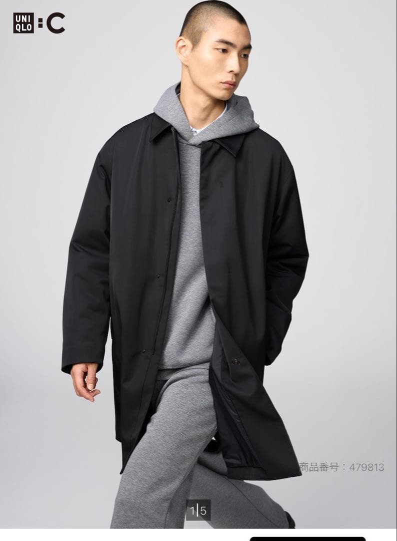 ユニクロC パフテックハーフコート ブラック　XXL 新品（試着のみ）