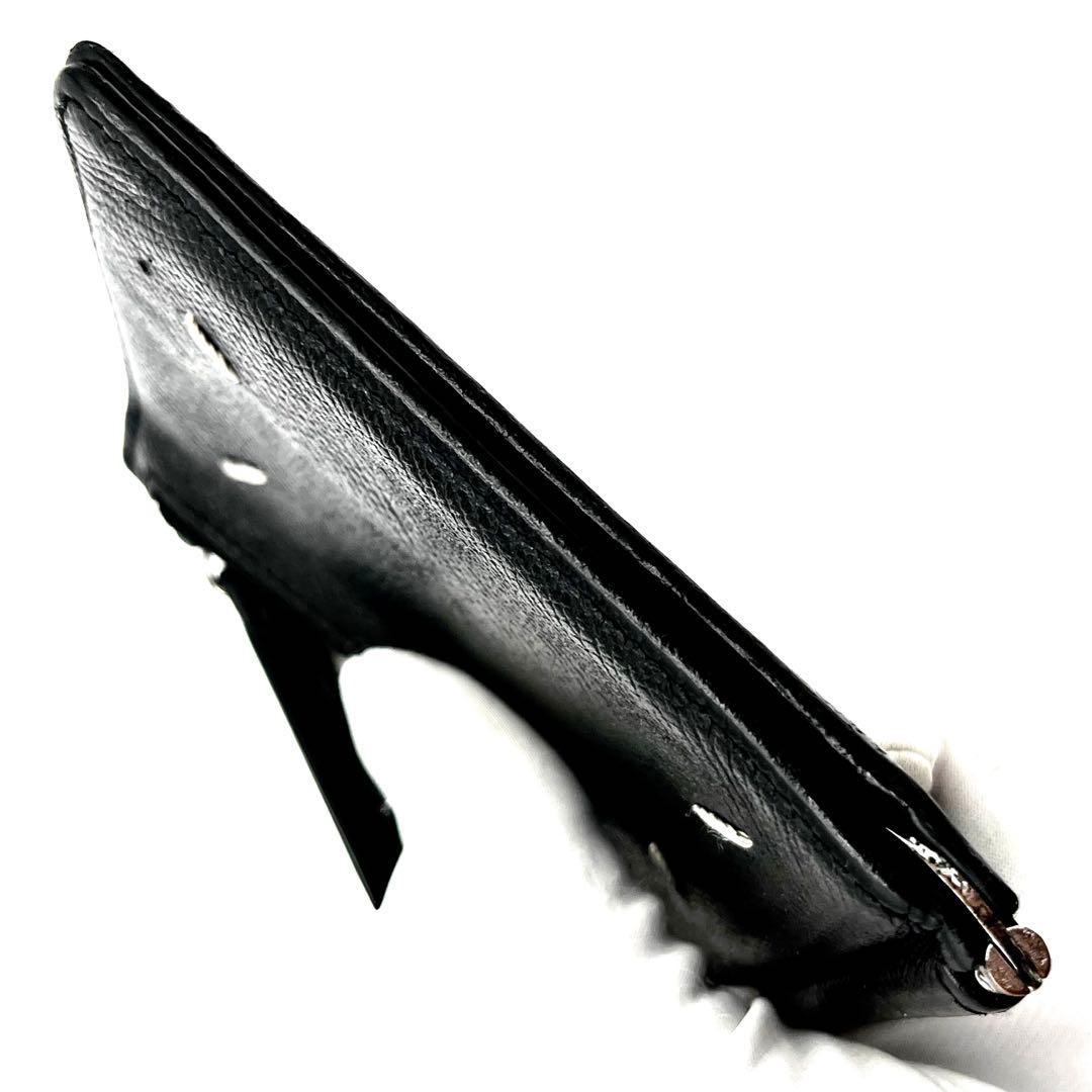 メゾンマルジェラ　マネークリップ　三つ折り　ケース　レザー　ブラック