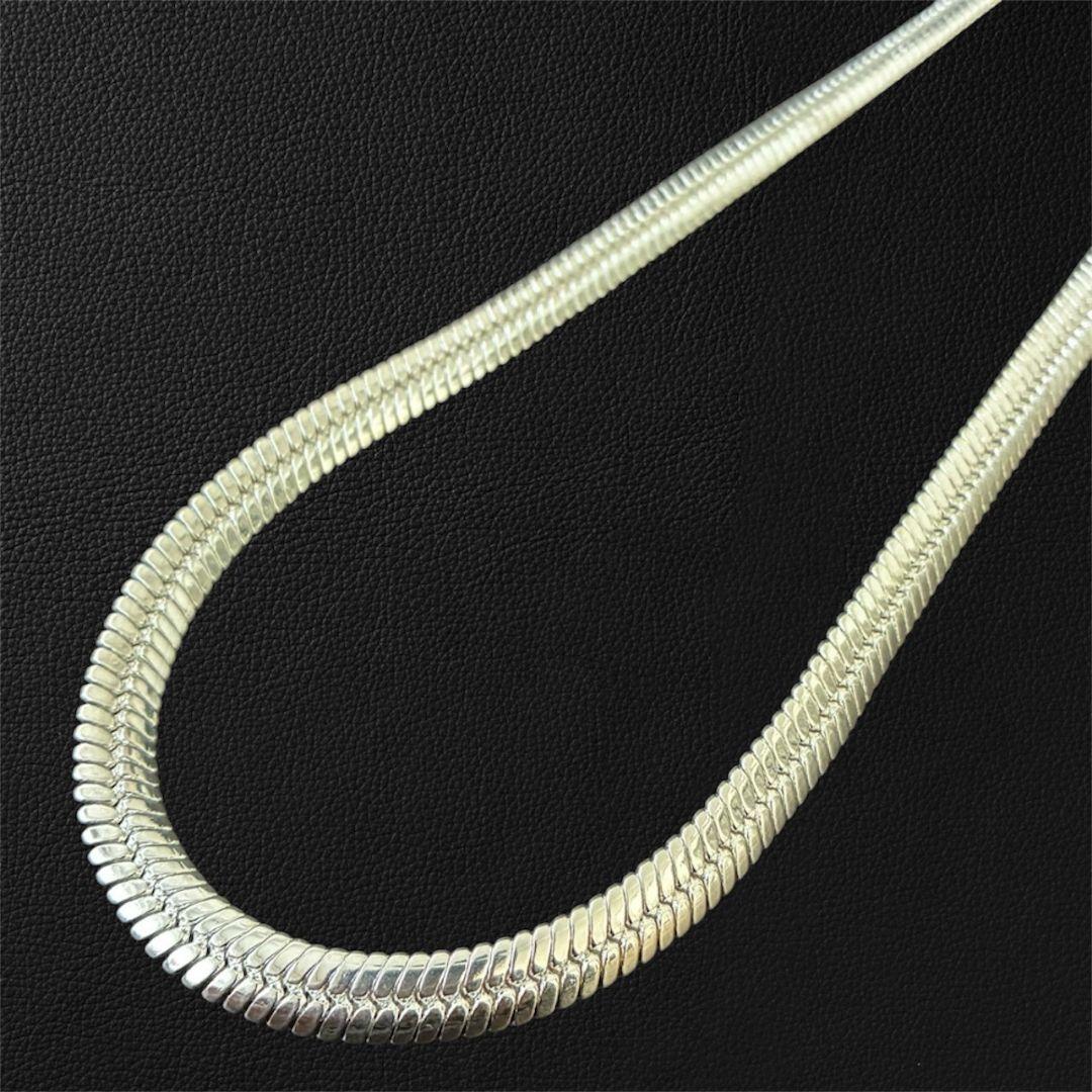 シルバー925刻印 ヴィンテージ　スネーク　チェーンネックレス　重厚感