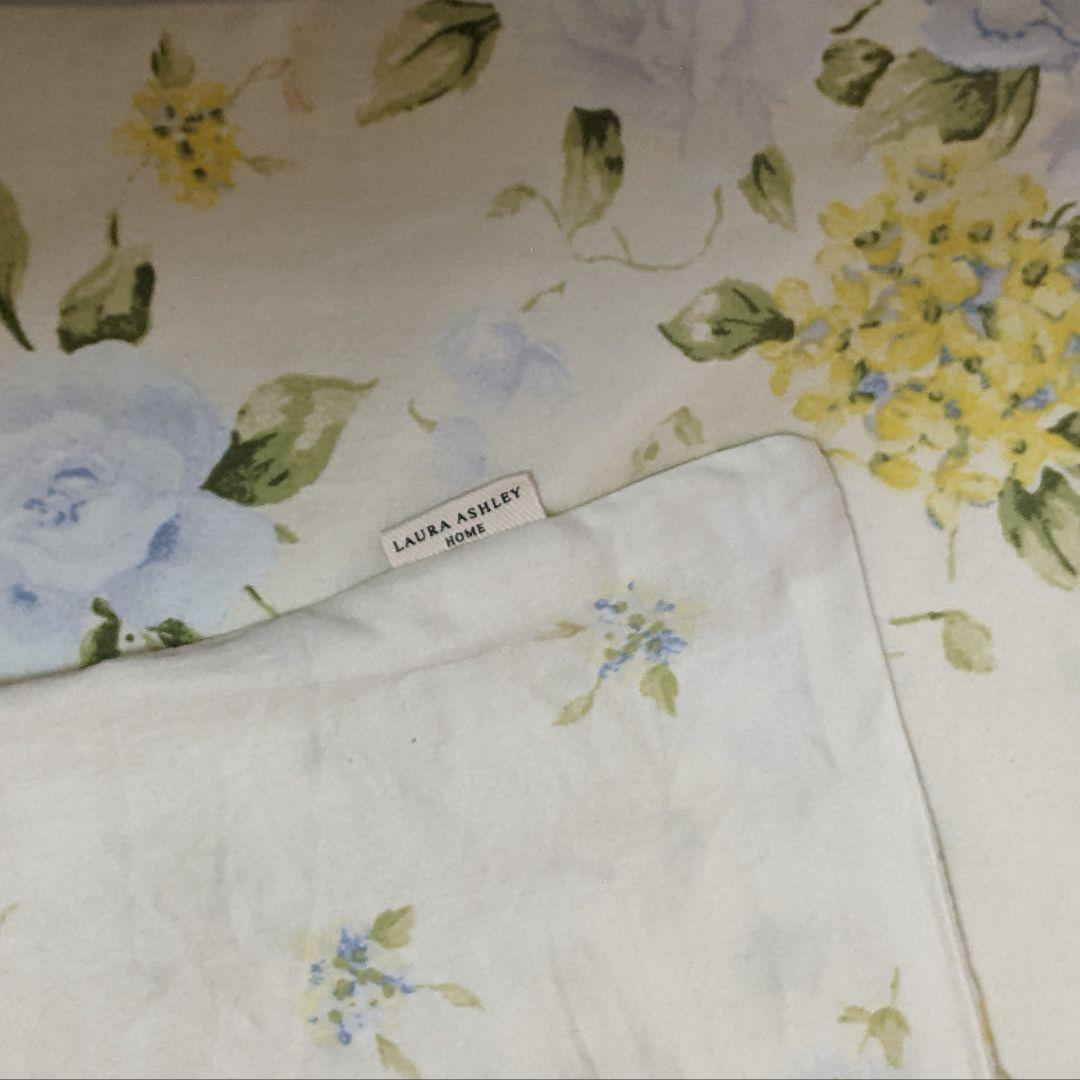 2組 ローラアシュレイ シングル ベッドカバー ボックスシーツ 枕カバー 毛布