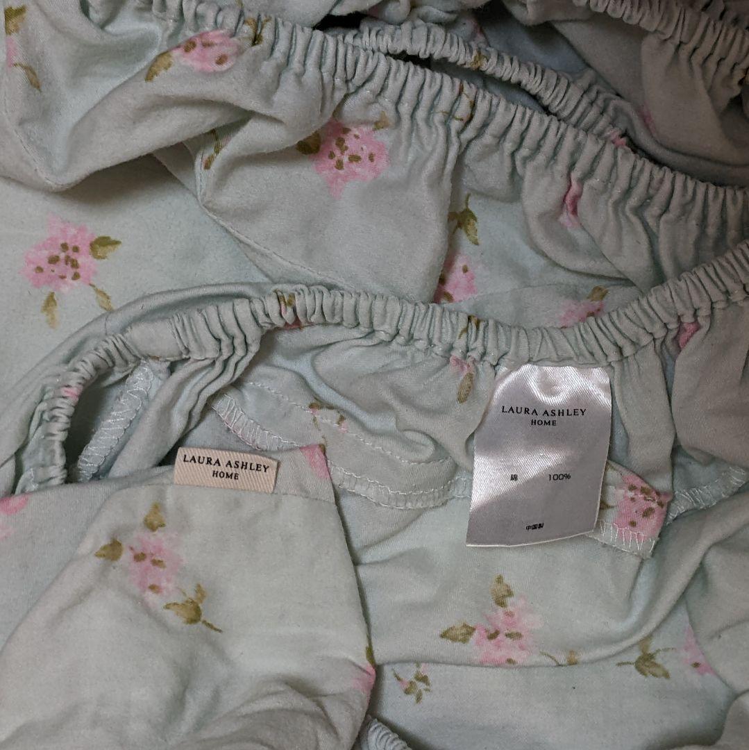 2組 ローラアシュレイ シングル ベッドカバー ボックスシーツ 枕カバー 毛布