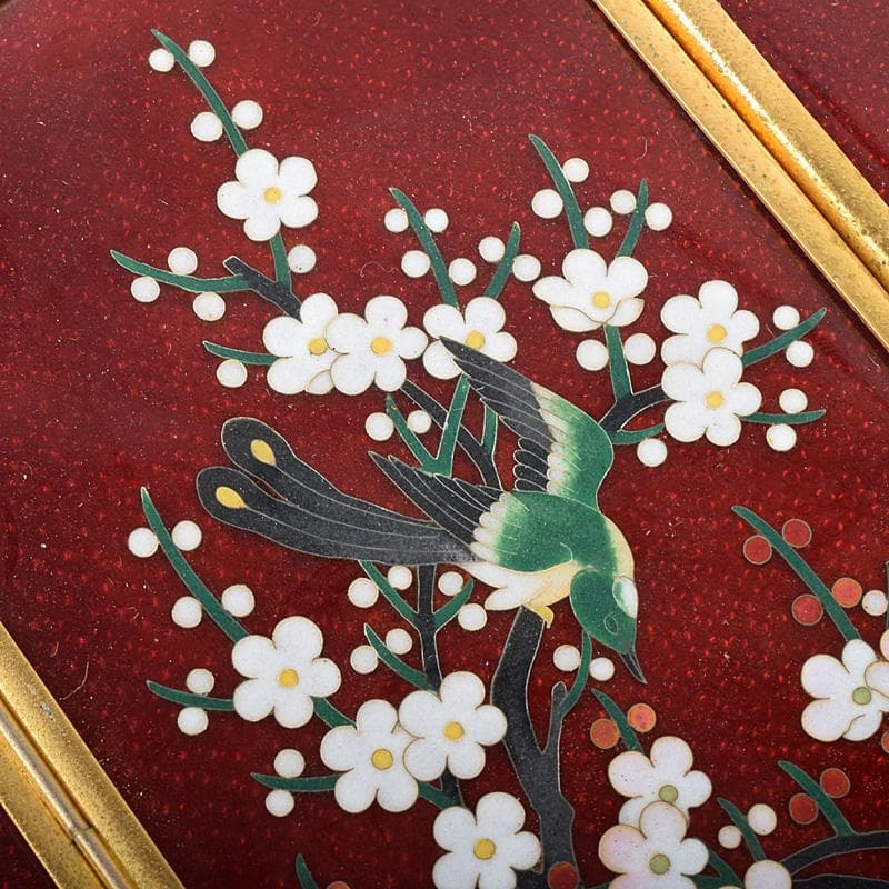 中国　古七宝琺瑯彩　花鳥文　卓上屏風　硯屏　M　R8490