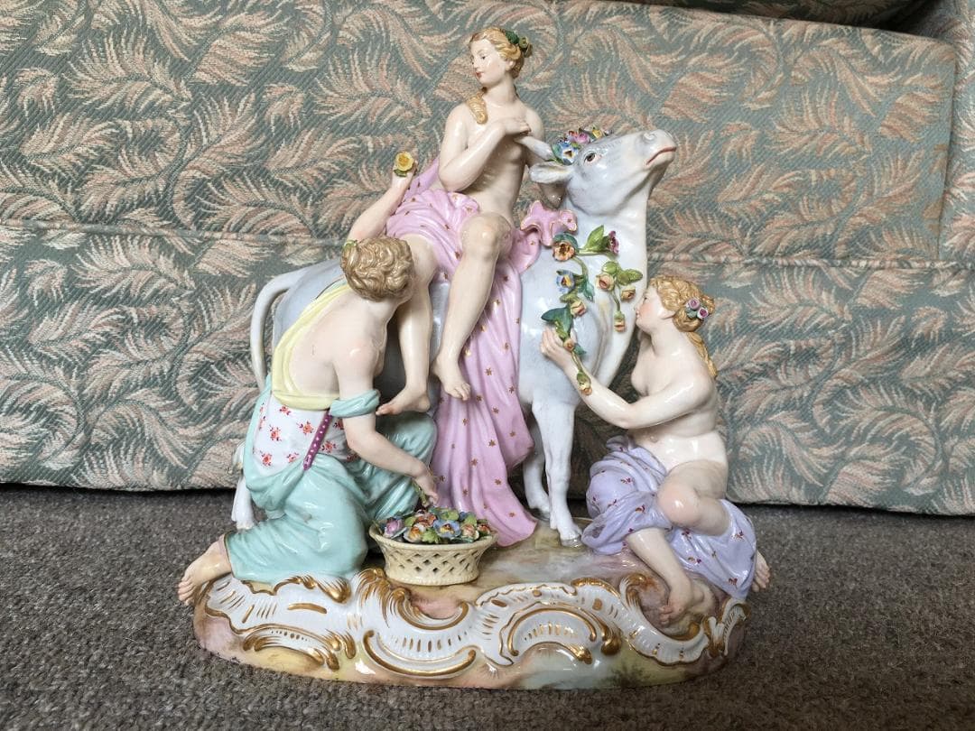 マイセン フィギュリン エウロパの誘拐 ボタン剣 1級品 エウロパと雄牛