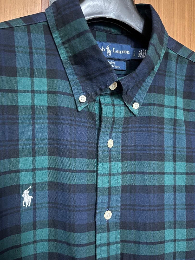 希少！◯ラルフローレン ビームス別注 ブラックウォッチシャツ L 緑×紺 ポロ