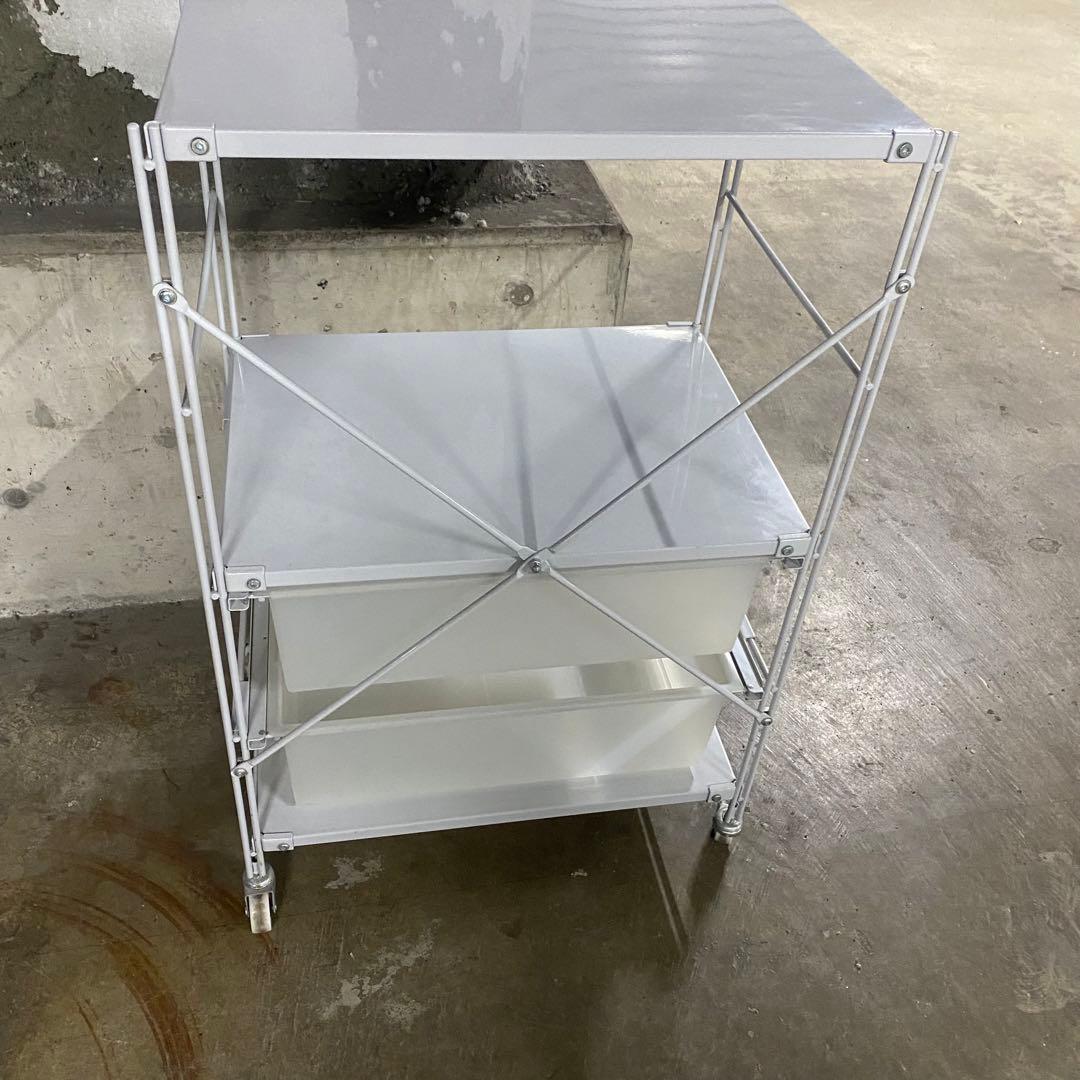 無印良品　スチールユニットシェルフ　グレー　キャスター　引き出し