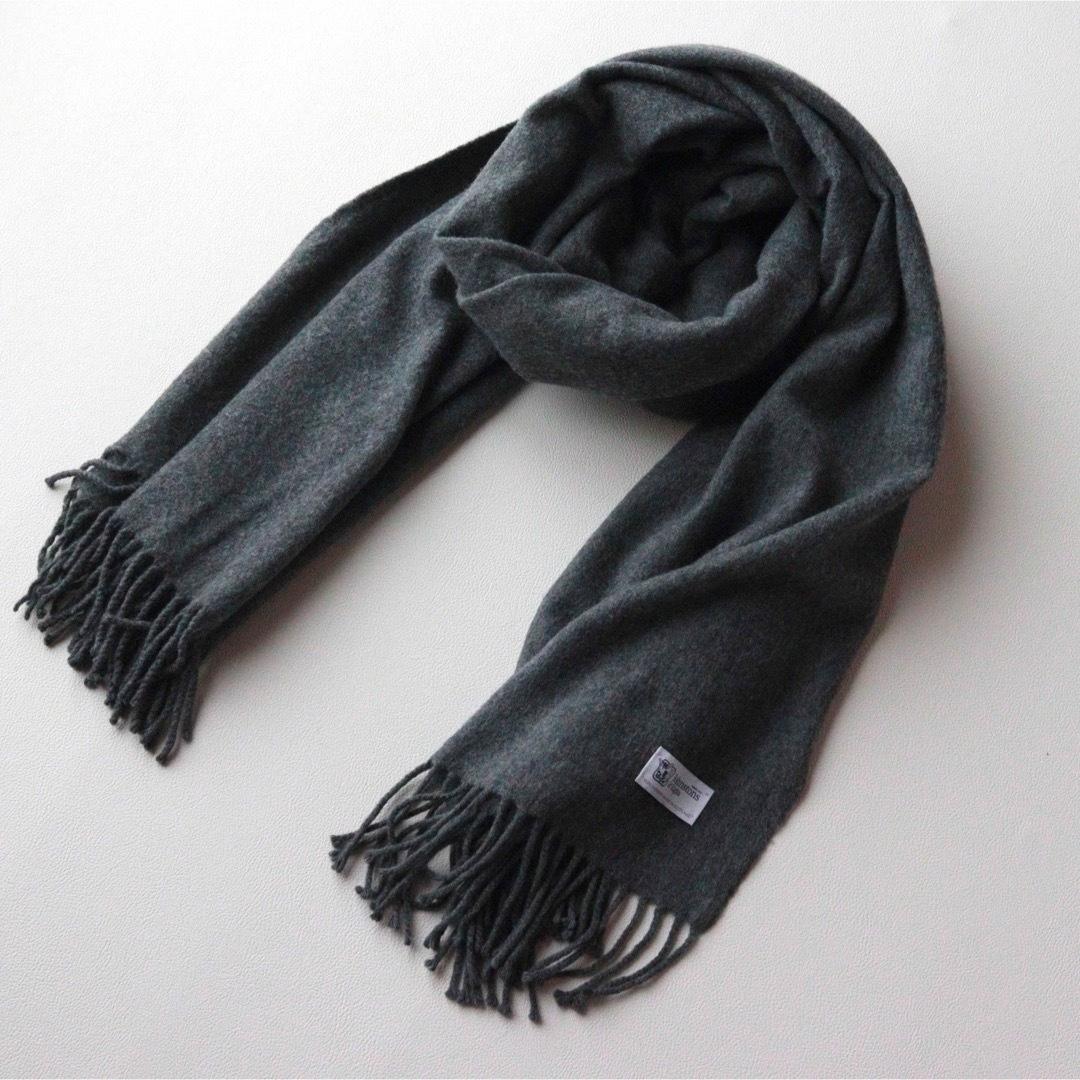 5457ジョンストンズ 大判ストール カシミヤ100％ ダークグレー